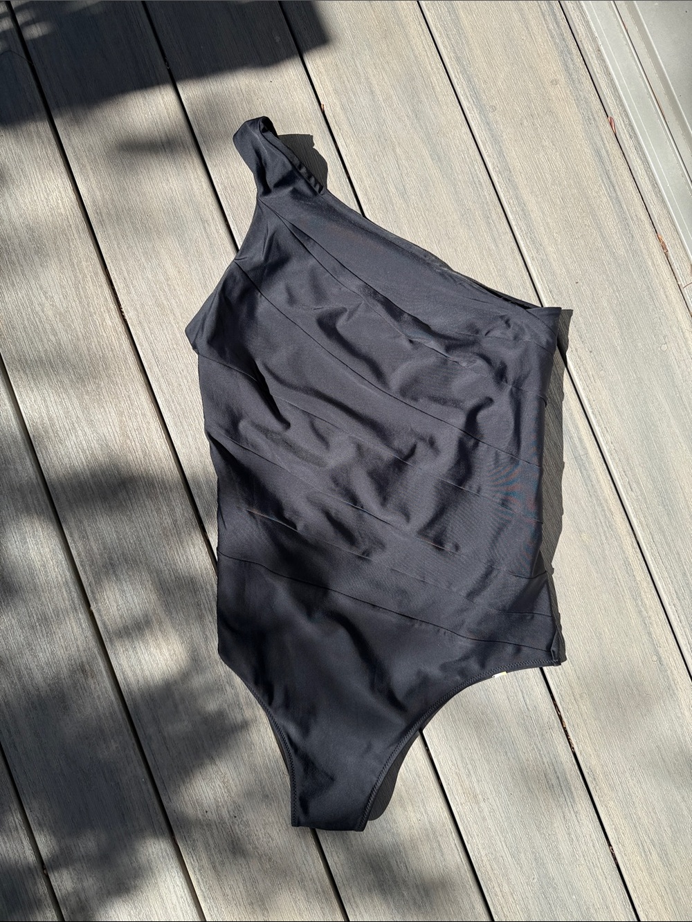 Sumersalt The Sidestroke  Asymmetric One-Shoulder Black One-Piece Swimsuit Sz 14